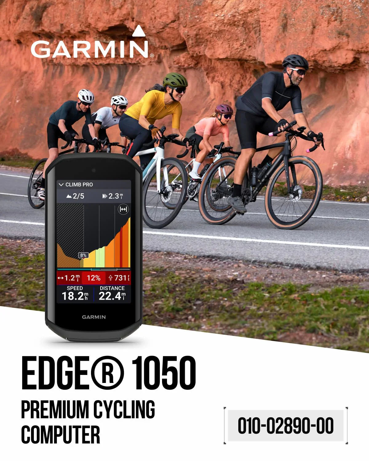 Garmin Edge 1050 Premium Cycling Computer, Vivid Color Touchscreen Display, Built-in Speaker, Advanced Training with Garmin Speed and Cadence Sensors and Power Bank Bundle