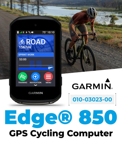 Garmin Edge 850 Compact GPS Cycling Computer, 2.7" Color Touchscreen Display, Bike-Specific Mapping, Advanced Training & Performance Insights + Blue Silicone Case w/ Wearable4U PowerBank Bundle
