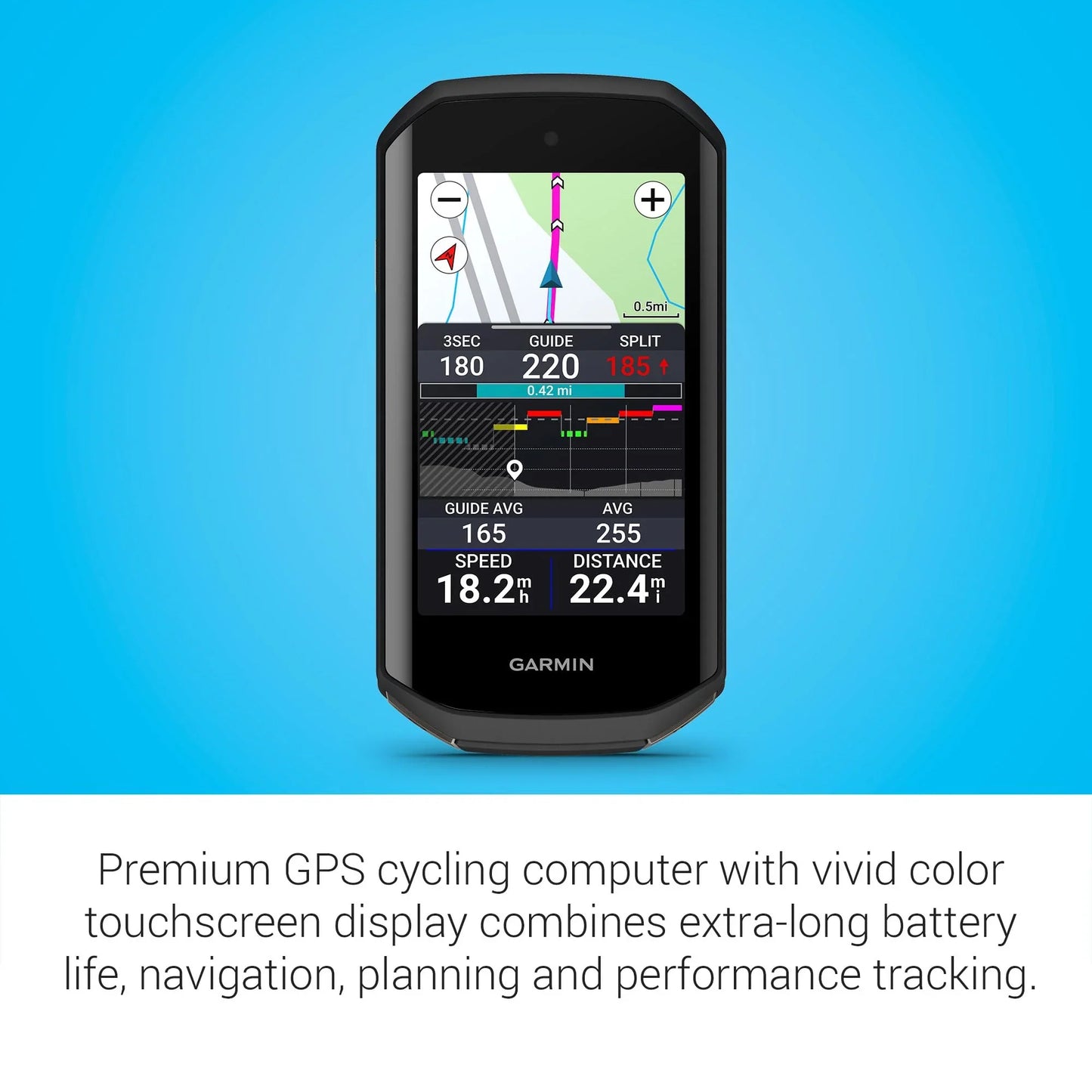 Garmin Edge® 1050, Premium Cycling Computer, Vivid Color Touchscreen Display, Built-in Speaker, Advanced Training and Group Ride Features, Road Hazard Alerts