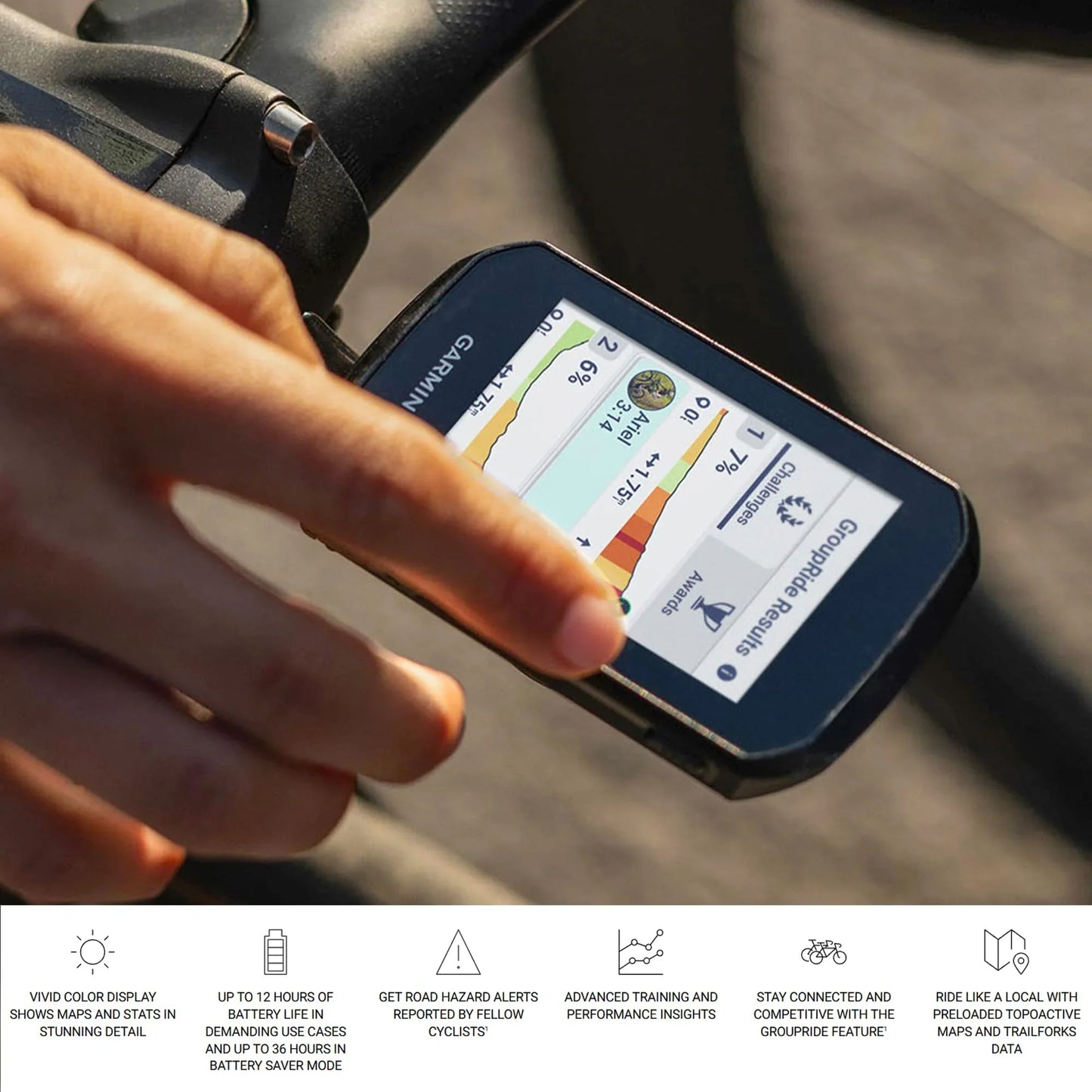 Garmin Edge 550, Compact GPS Cycling Computer, Vivid Color Display, Bike-Specific Mapping, Advanced Training and Performance Insights Bundle